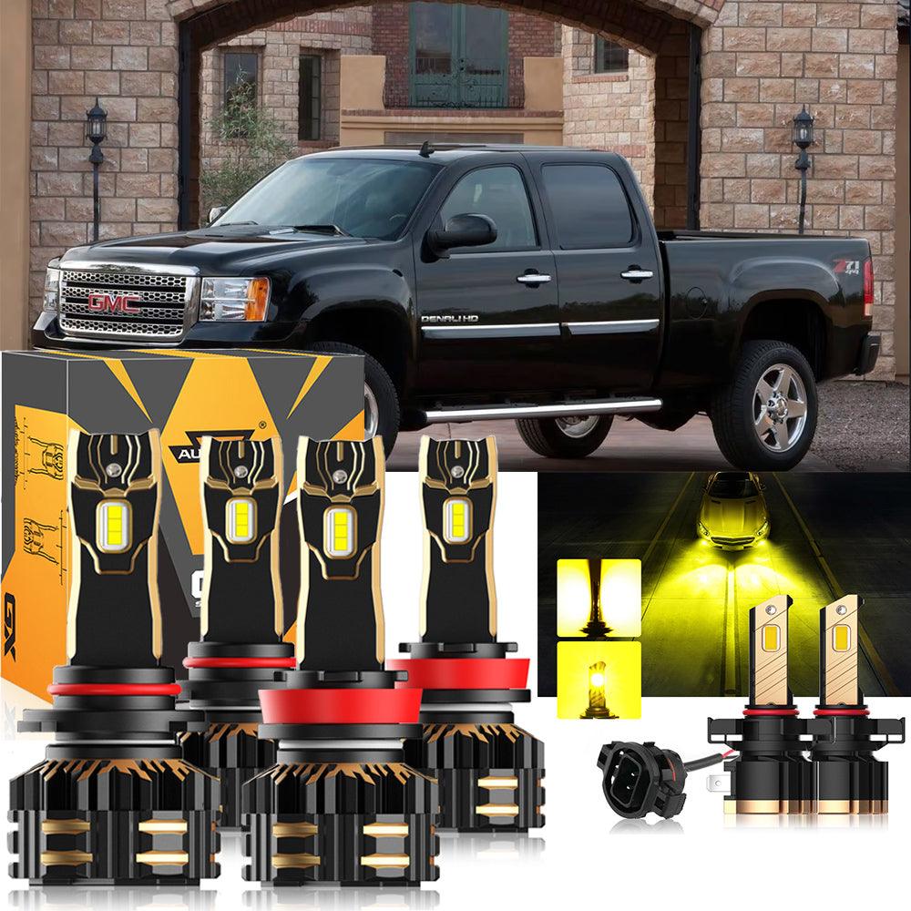 For 2007-2014 GMC Sierra 3500 HD 9005 H11 LED Headlight Bulbs Bundle