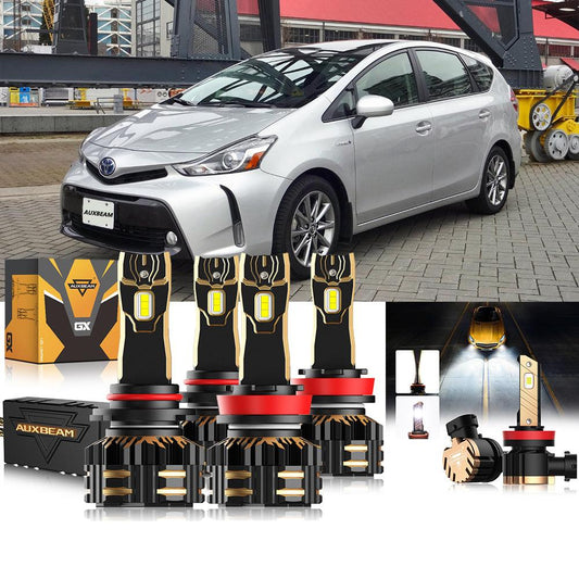 For 2012-2018 Toyota Prius V 9005 H11 LED Headlight Bulbs Bundle 