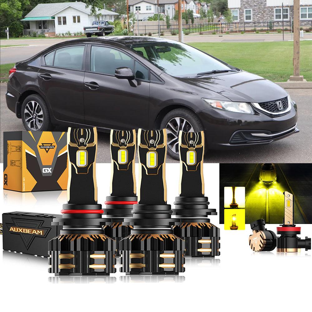 For 2006-2013 Honda Civic 9005 9006 LED Headlight Bulbs Bundle
