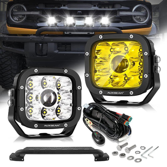 5 Inch 110W White/Amber Spot Light LED Driving Lights+Bull Bar For Ford Bronco 2/4 Door 2021 2022