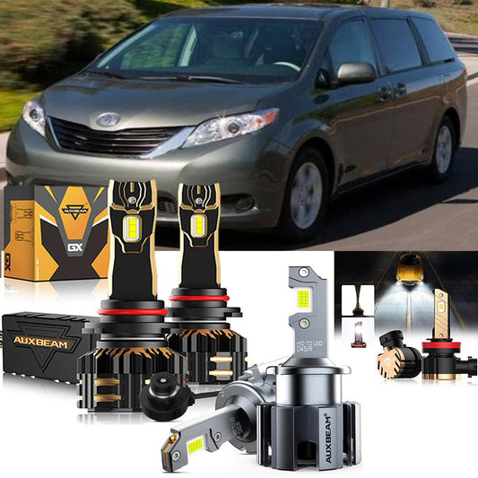 For 2011-2019 Toyota Sienna 9005 D4S LED Headlight Bulbs Bundle 