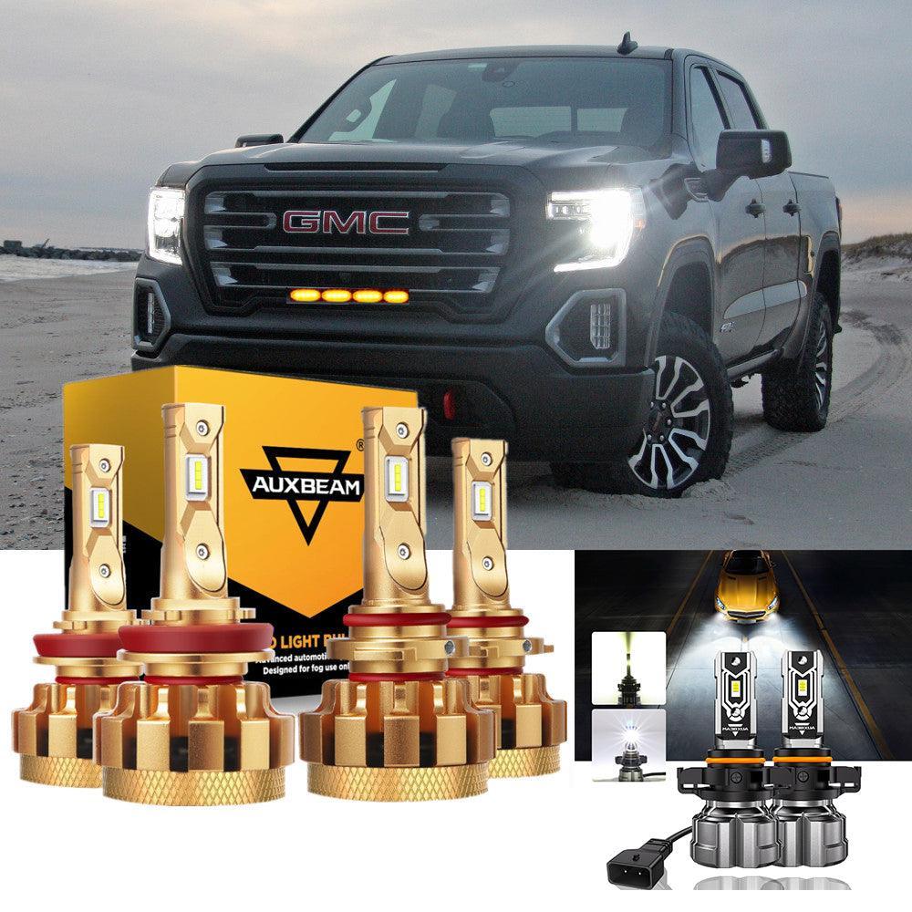 Para 2007-2008 GMC Sierra 1500 (Denali SLE SLT WT) Serie F-16 Plus Bombillas LED Canbus integradas de grado automotriz 14000LM Paquete de haz alto y bajo