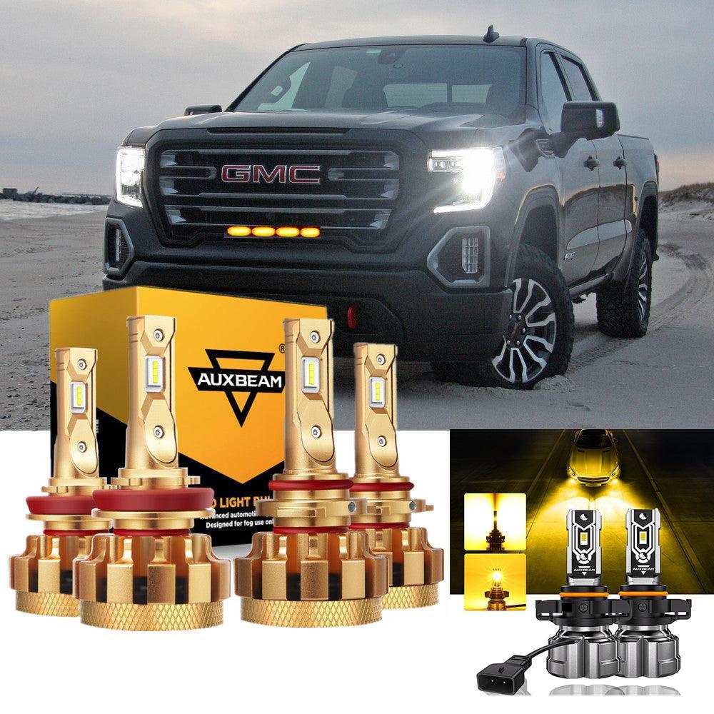 Para 2007-2008 GMC Sierra 1500 (Denali SLE SLT WT) Serie F-16 Plus Bombillas LED Canbus integradas de grado automotriz 14000LM Paquete de haz alto y bajo