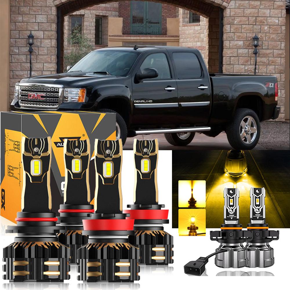 For 2007-2014 GMC Sierra 3500 HD 9005 H11 LED Headlight Bulbs Bundle
