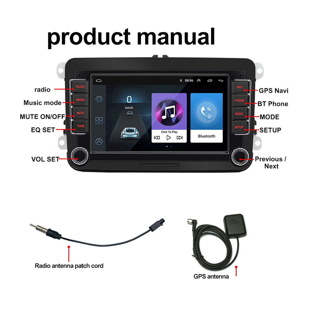 2 Din Car Radio Android11 Car Multimedia Player GPS WiFi Carplay For Volkswagen Skoda Octavia golf 5 6 touran passat polo Jetta