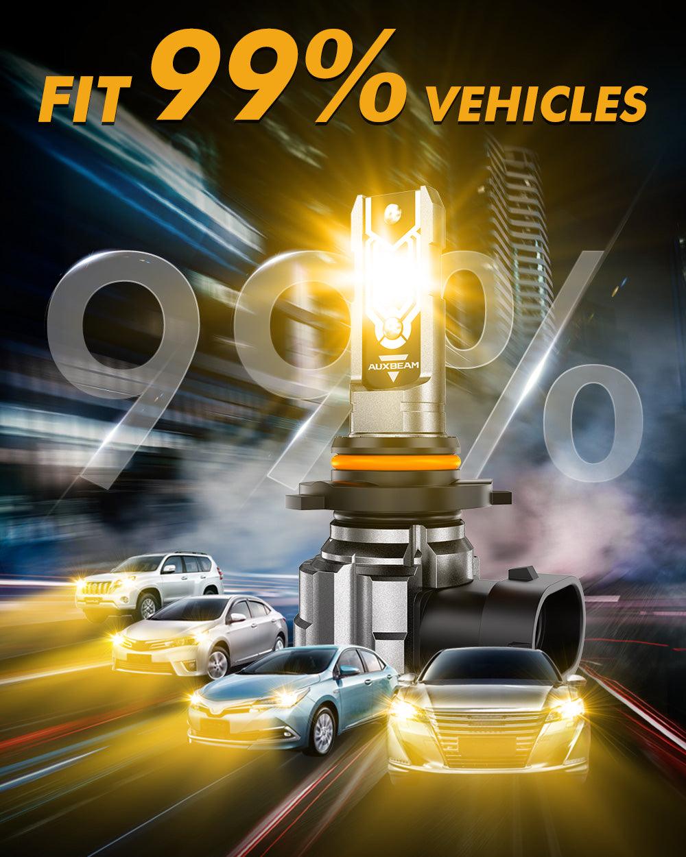 🆕H10 9145 9140 HB3 LED Fog Light/DRL Bulbs 50W 10000LM 3000K Golden Yellow Q5 Series | 2 Bulbs