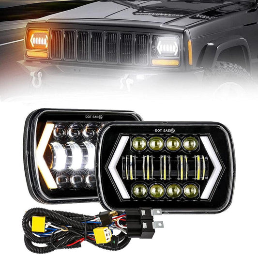 7x6 Pouces Projecteurs LED Avec Hi-Lo Beam Et Halo DRL