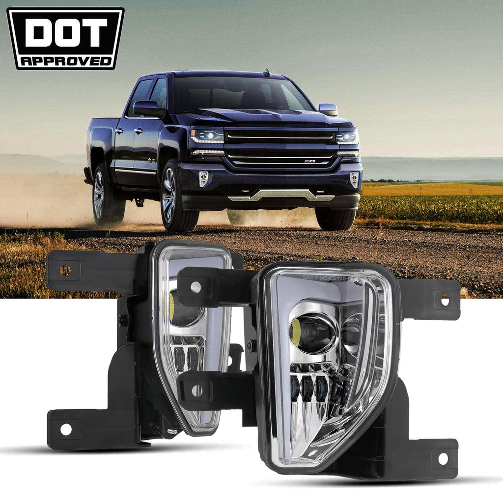 (2pcs/set) 45W Feux Anti Brouillard LED DOT pour 2016-2018 Chevy Silverado 1500 Noir/Chrome