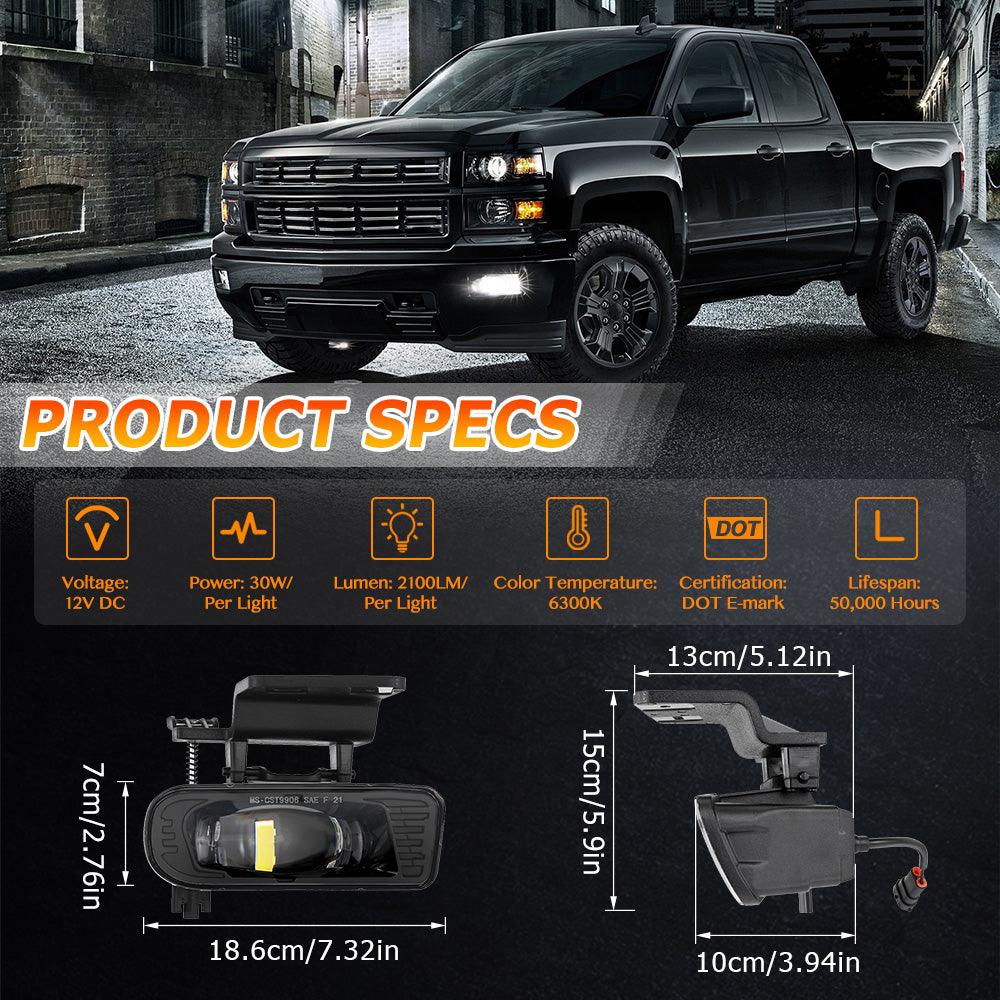 (2pcs/set) 60W Feux Anti-Brouillard LED Homologués pour Chevrolet Silverado 1500/2500 1999 2000 2001 2002