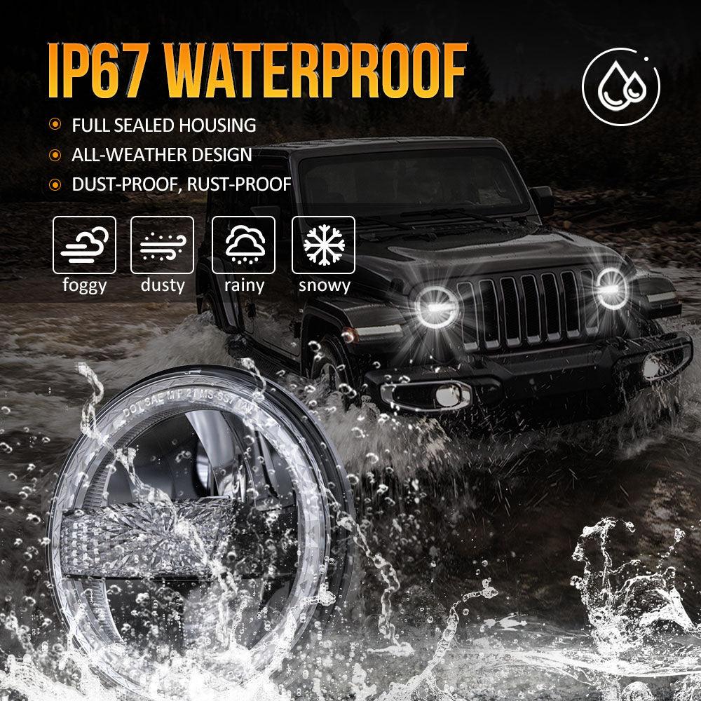 (2pcs/set) 7 Pouces 90W Phare LED Homologué DOT avec Anneau Halo DRL pour Jeep Wrangler JK TJ LJ CJ