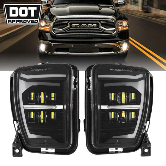 (2pcs/set) Feux de Brouillard LED Homologués DOT avec DRL pour Dodge Ram 1500 2013-2018