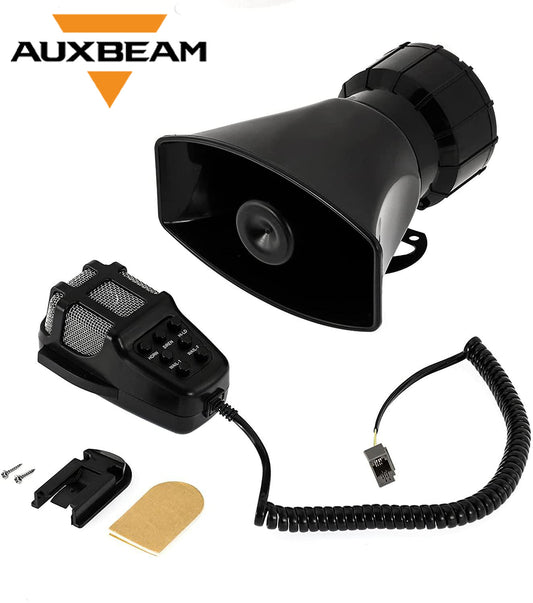 Auxbeam 12V 100W Horns 7 Tone Emergency Warning Siren with Mic PA Speaker