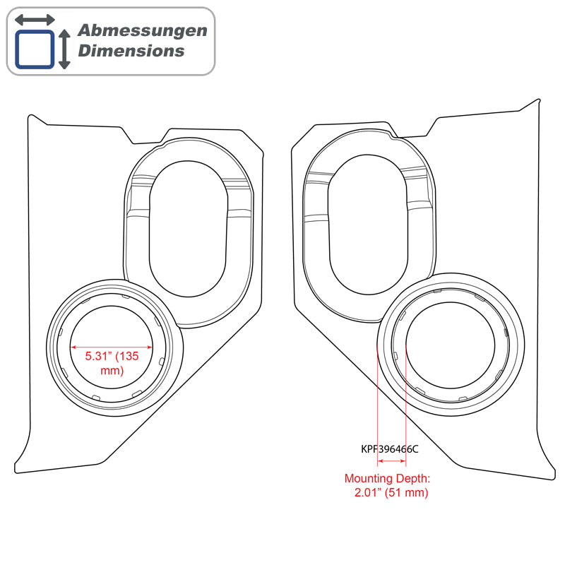 RETROSOUND Kickpanels without S-62 Speakers, Chevrolet Truck (1960-66), black