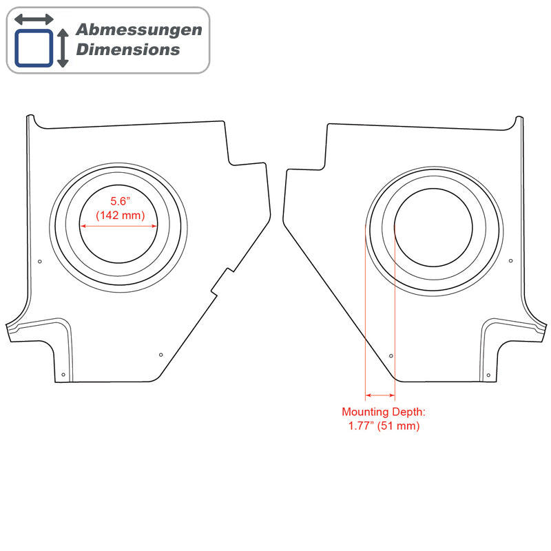 RETROSOUND Kickpanels without S-62 Speakers, Ford Falcon (1960-66), black