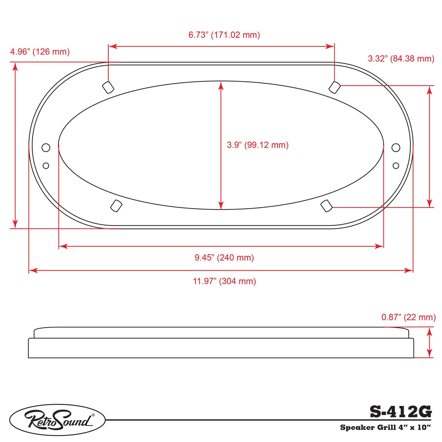 RETROSOUND speaker grille for 4 "x10" (piece)