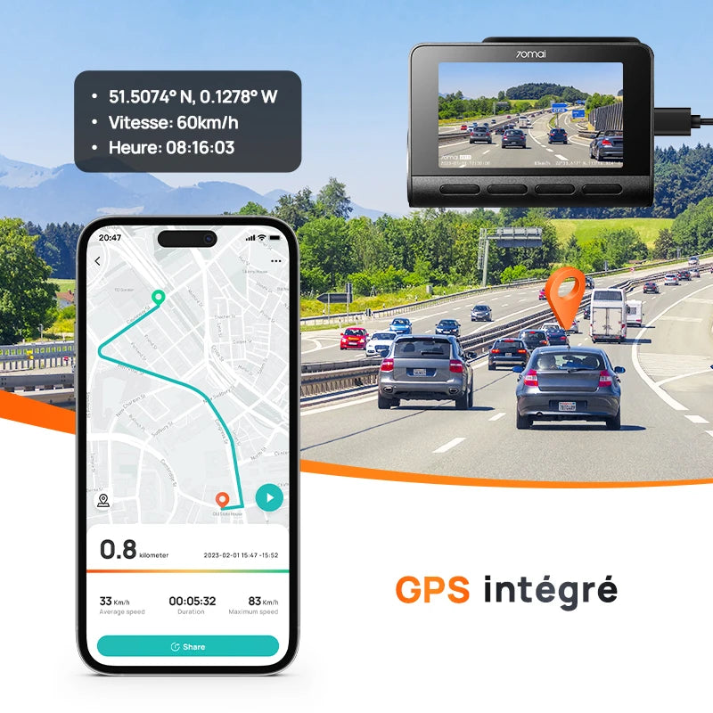 70mai 4K Dash Cam A810 Ultra HD Built-in GPS ADAS Auto Record 150FOV Motion Detection 70mai A810 4G Car DVR Support Rear Cam