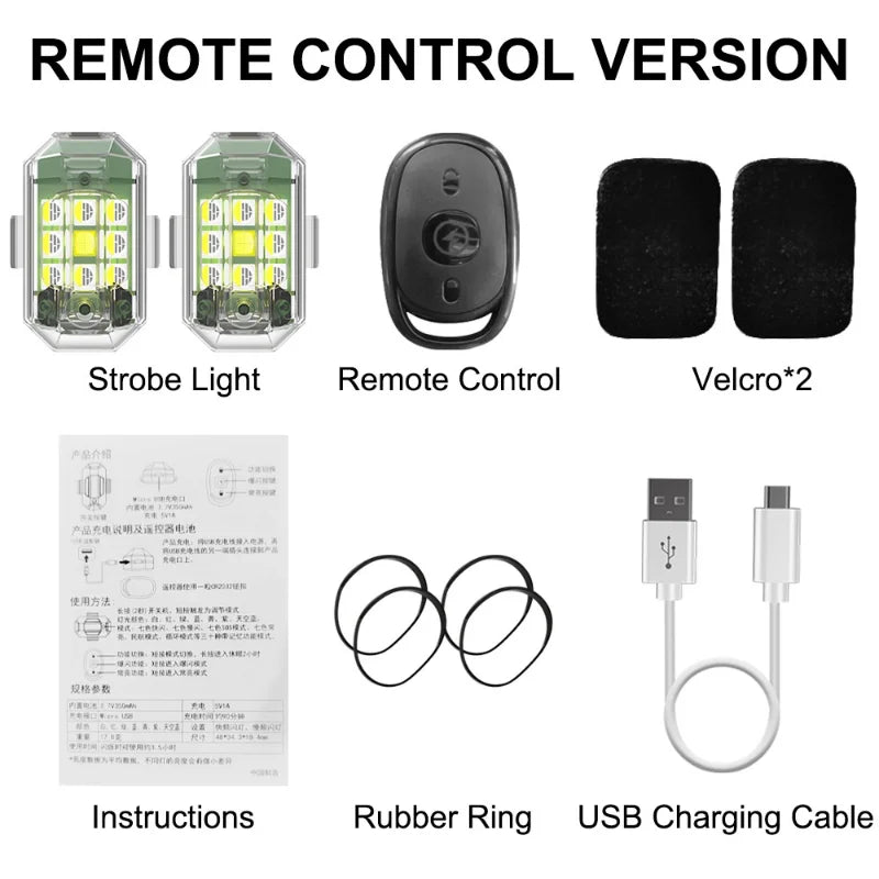 Wireless Remote Control LED Strobe Light for Motorcycle Scooter Anti-collision Warning Lamp Flash Indicator Drones Accessories