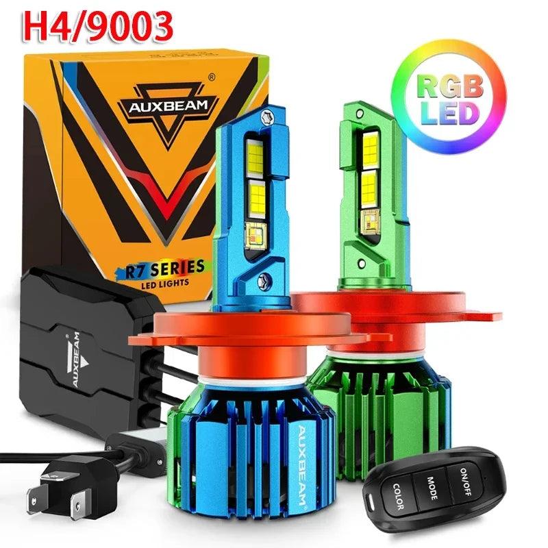 AUXBEAM R7 Series RGB LED Single Copper Tube Headlight Bulb with Remote Control