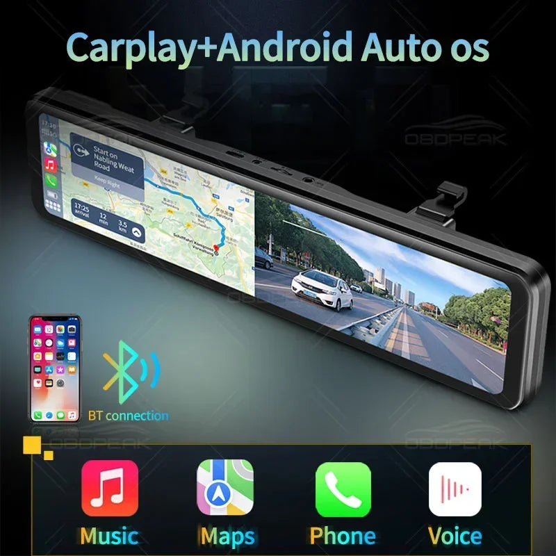 K4 11.26 Inch Carplay & Android Auto 4K 2160P Wifi Dash Cam Rearview Mirror Car DVR GPS Navigation Video Recorder Dual Lens