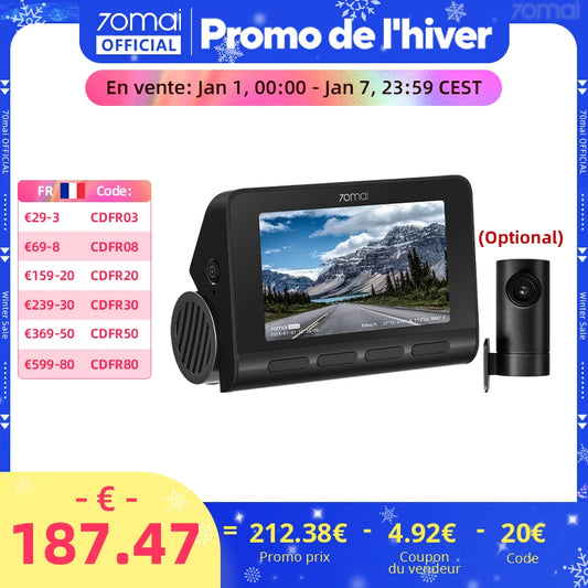 70mai 4K Dash Cam A810 Ultra HD Built-in GPS ADAS Auto Record 150FOV Motion Detection 70mai A810 4G Car DVR Support Rear Cam