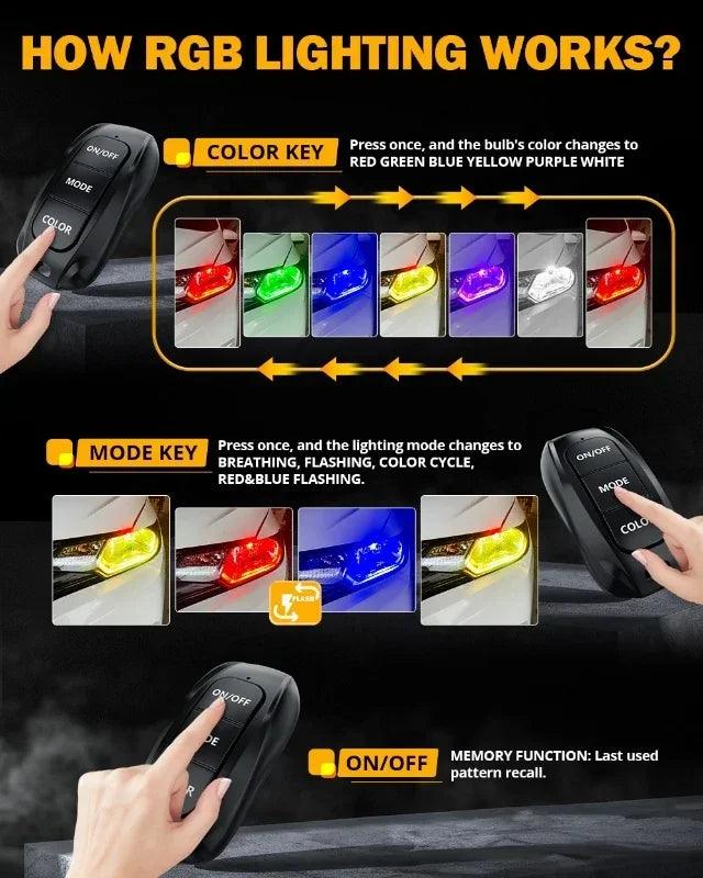 AUXBEAM R7 Series RGB LED Single Copper Tube Headlight Bulb with Remote Control