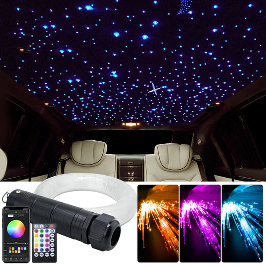 DC12V 6W RGBW Starry Sky Fiber Optic SmartAPP Controller Car Star Ceiling Light 100~460pcs for Car Roof Star optical fiber Light