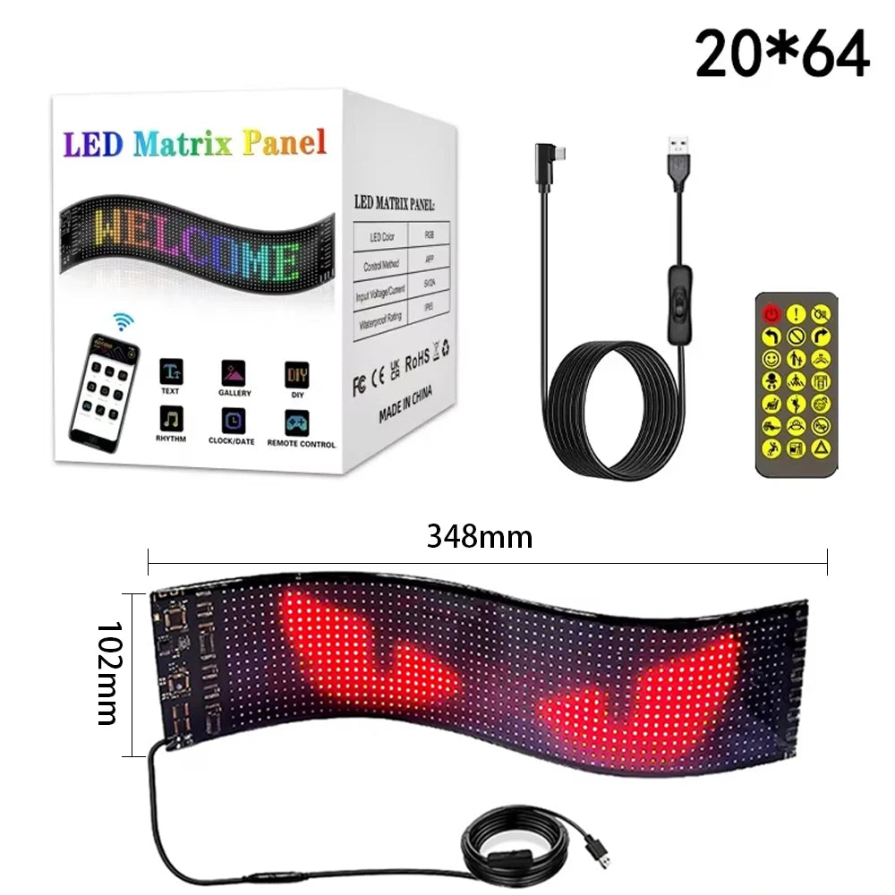 Truck Eye Led Display Car Sign Animation Led Matrix Panel Bluetooth App Control Programmable Flexible Screen Led Car Light
