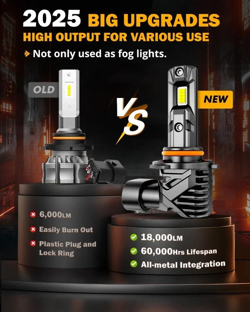 AUXBEAM FANLESS & WIRELESS 18000LM 60W LED HEADLIGHT BULBS/FOG LIGHTS Bulbs 6500K COOL WHITE Q15 Series