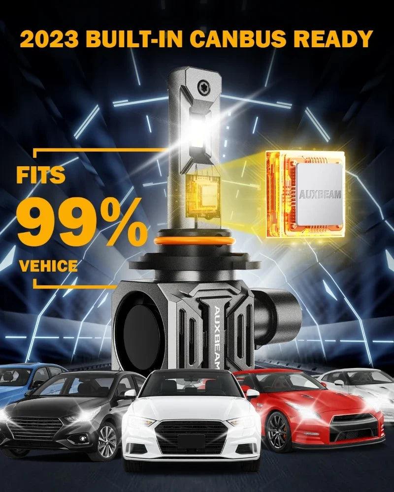 AUXBEAM 110W LED Headlight Bulbs H7 H11 9005 9006 LED Bulbs 24000LM 6500K Cool White Integrated LED Light Bulb Q30 SERIES