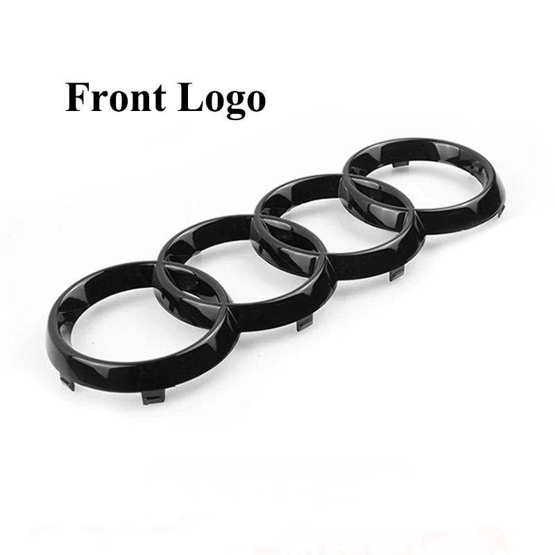4 Rings Logo ABS Chrome Black Car Front Hood Emblem Bonnet Badge Rear Trunk Badge For Audi A3 A4 A5 A6 A7 A1 Q2 Q3 Q5 Q7 Q8 TT