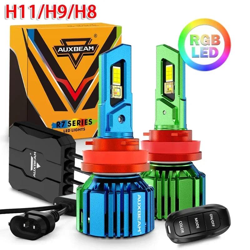 AUXBEAM R7 Series RGB LED Single Copper Tube Headlight Bulb with Remote Control