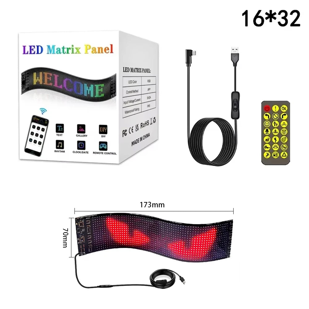 Truck Eye Led Display Car Sign Animation Led Matrix Panel Bluetooth App Control Programmable Flexible Screen Led Car Light
