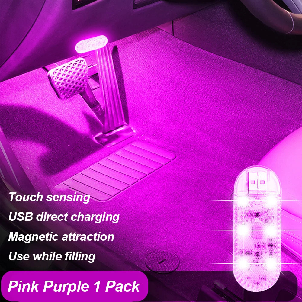 LED Car Mini Touch Light USB Charging Portable Auto Roof Ceiling Reading Night  Lamp Wireless Magnetic Decoration Ambinet Light