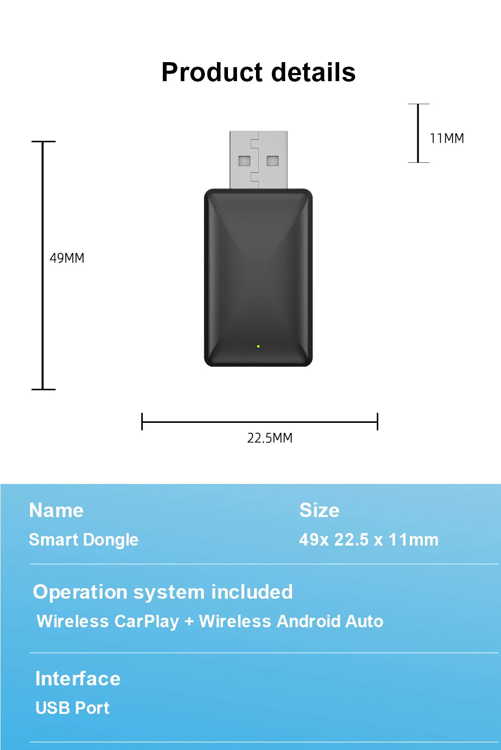 Wireless Android Auto Carplay Adapter 2in1 Dongle Play&Plug For Audi Buick Cadillac Chery Chevrolet Ford GMC Haval Honda Kia MG