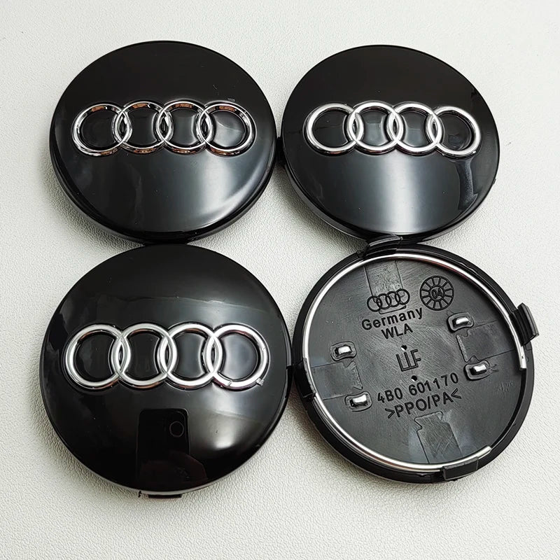 4pcs 60mm Black Grey Car Styling Badge Wheel Center Hub Cap Rim Caps For Audi Emblem 4B0601170 A1 A3 A4 A5 A6 Auto Accessories