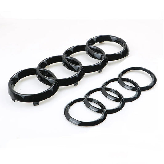 4 Rings Logo ABS Chrome Black Car Front Hood Emblem Bonnet Badge Rear Trunk Badge For Audi A3 A4 A5 A6 A7 A1 Q2 Q3 Q5 Q7 Q8 TT