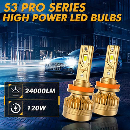 AUXBEAM S3-PRO Series 120W 24000LM High Power Led Headlight Bulbs with Decoder for 12V Vehicle 9005/9006/9012/H4/H7/H11