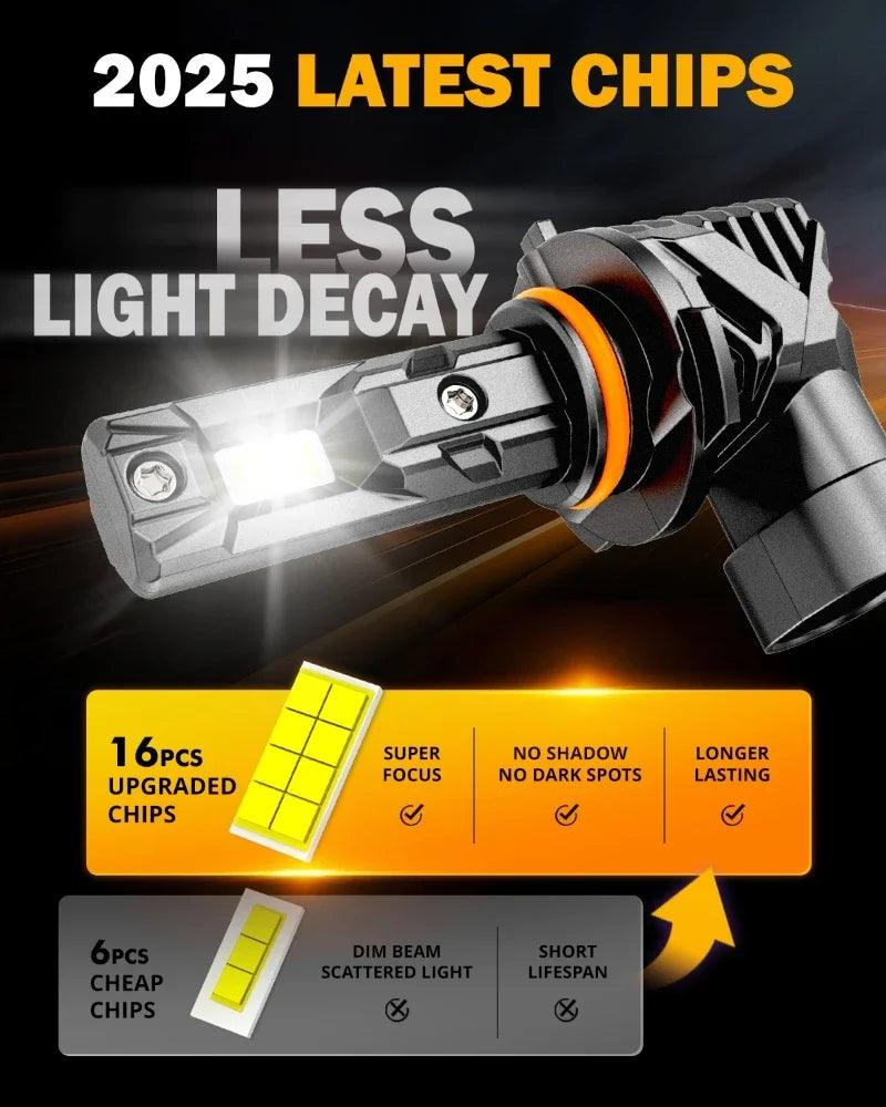 AUXBEAM FANLESS & WIRELESS 18000LM 60W LED HEADLIGHT BULBS/FOG LIGHTS Bulbs 6500K COOL WHITE Q15 Series