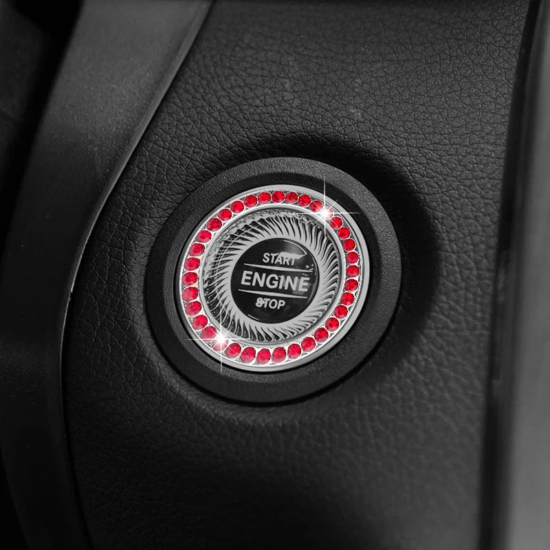 Crystal Engine Ignition Onekey Start Stop Push Button Switch Protective Cover Bling Girls Auto Accessories Car Interior Decor