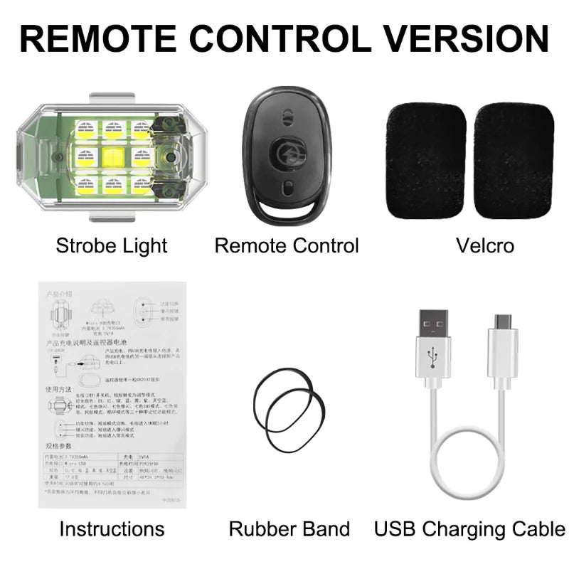 Wireless Remote Control LED Strobe Light for Motorcycle Scooter Anti-collision Warning Lamp Flash Indicator Drones Accessories