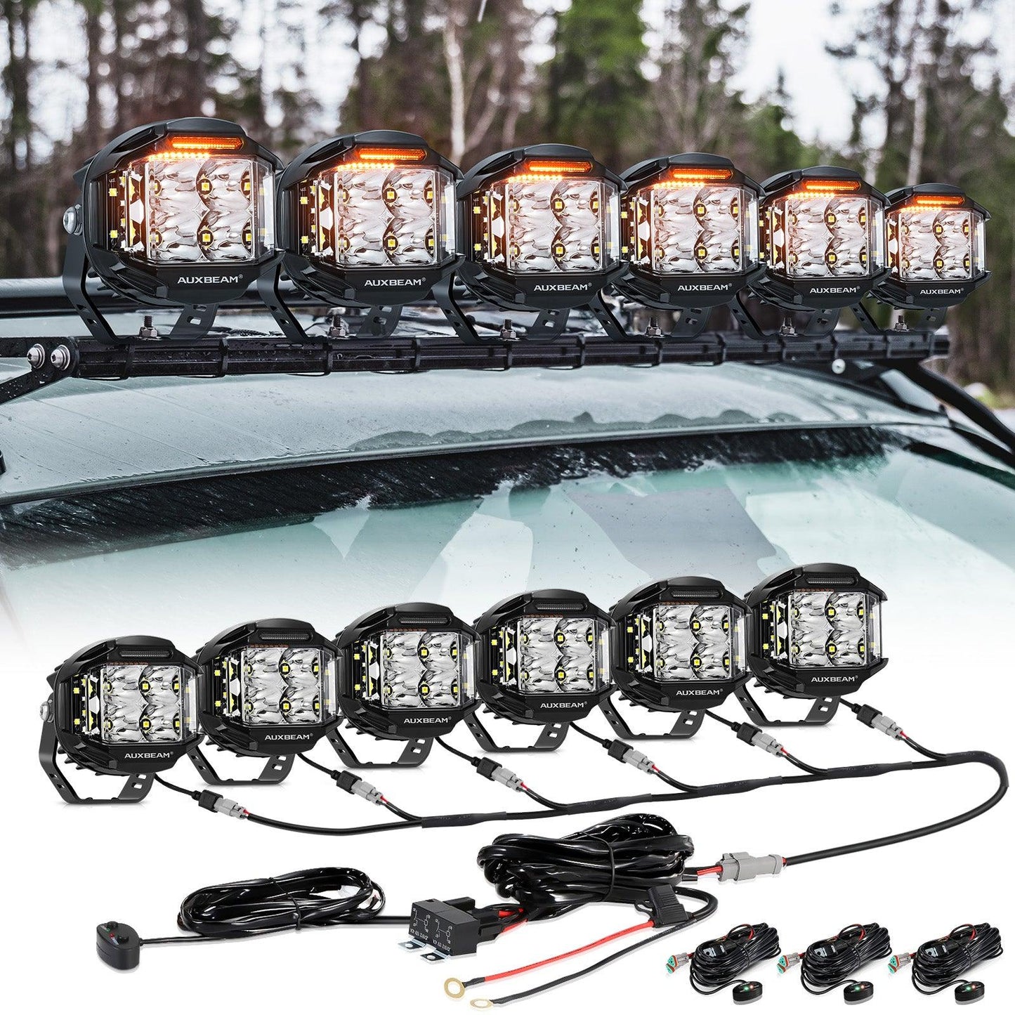 V-MAX Series | 4 Inch 92W 8960LM Combo Beam Side Shooter LED Round Pod Lights with Amber DRL 