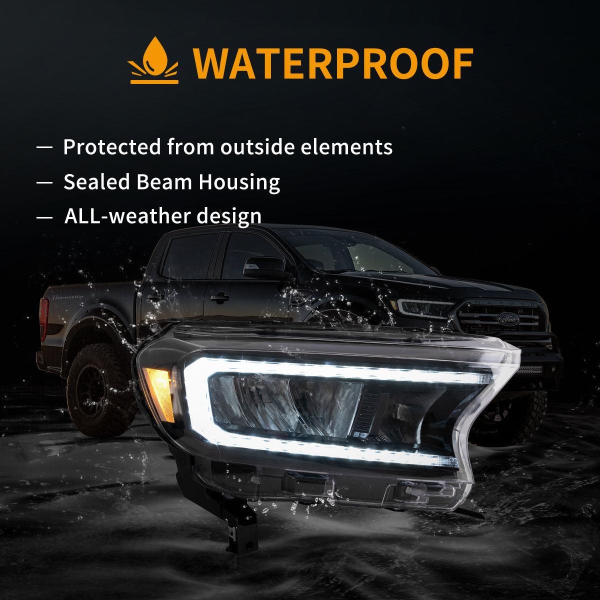 LED Headlight Assembly Matrix Projector Black For 2015-2021 Ford Ranger 3th Gen P375 [Inrternational Types] Facelift
