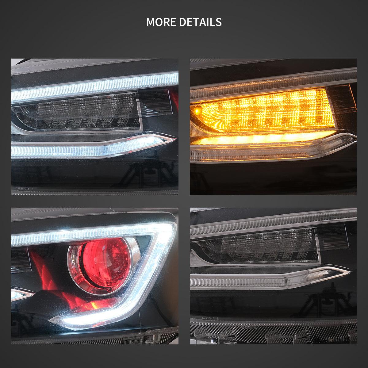 LED Headlight Assembly Dual Beam Projector Black For 2010-2018 Volkswagen Jetta