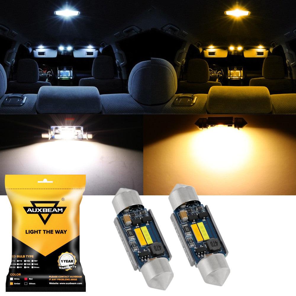 🆕(2pcs/set) Dual Color Switchback 31MM/36MM/39MM/41 42MM 1860CSP 6500K Cool White& 5000K Natural White LED Festoon Canbus For Interior Dome Map License Plate Bulbs