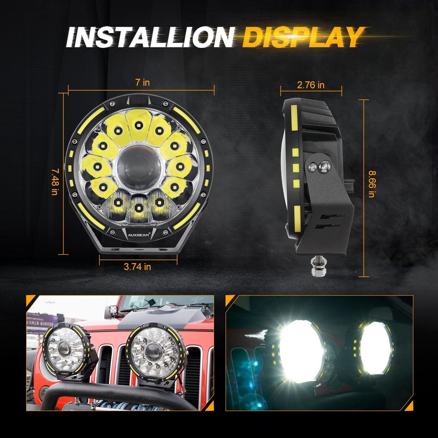 360-PRO Series | 7 Inch 230W 33332LM Custom Lens Offroad LED Driving Lights 