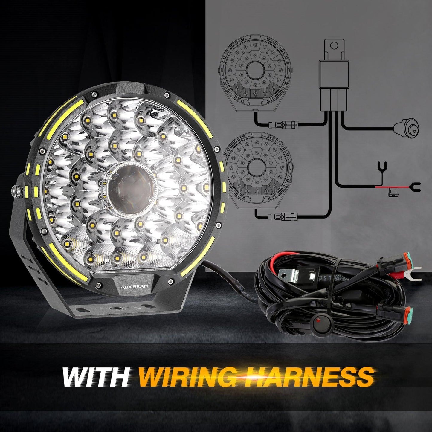 (2pcs/set) 9 INCH 270W 37776LM 360-PRO Series Custom Lens Offroad LED Driving Lights+Amber/Black Covers(Optional) for JEEP WRANGLER JL JK TJ 