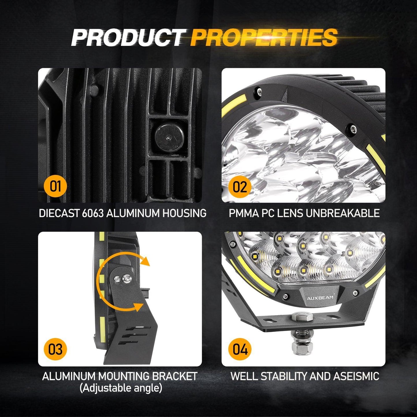 (2pcs/set) 9 INCH 270W 37776LM 360-PRO Series Custom Lens Offroad LED Driving Lights+Amber/Black Covers(Optional) for JEEP WRANGLER JL JK TJ 