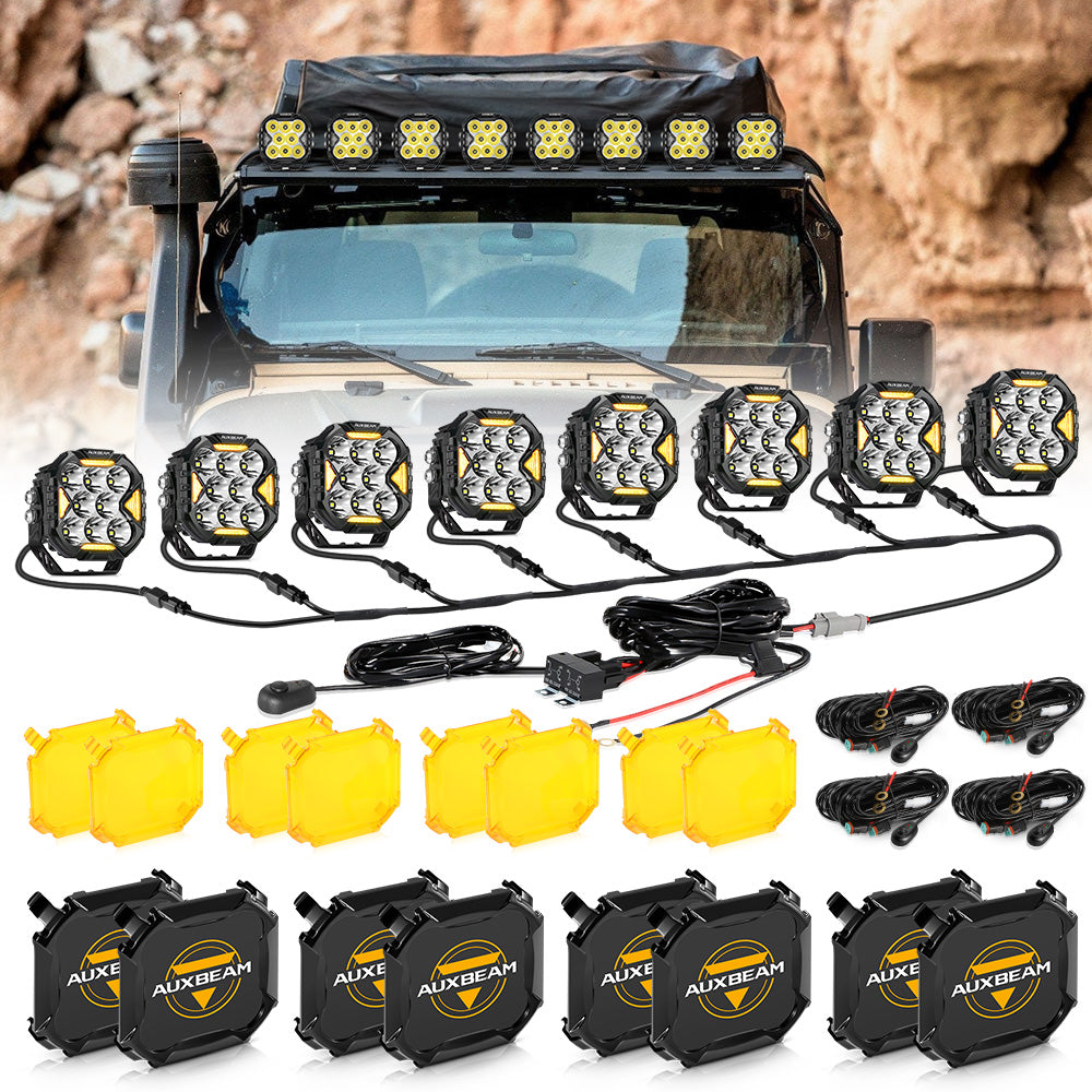 CUBE-Z Series 4 Inch LED Pod Lights Off Road Lights with White DRL &amp; Amber Turn Signal Lights