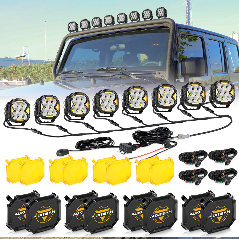 CUBE-Z Series 4 Inch LED Pod Lights Off Road Lights with White DRL &amp; Amber Turn Signal Lights