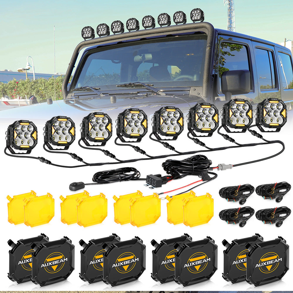 CUBE-Z Series 4 Inch LED Pod Lights Off Road Lights with White DRL &amp; Amber Turn Signal Lights